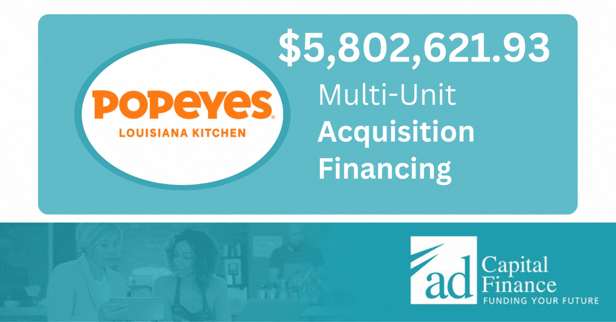 Popeyes franchise financing loan funded totaling $5,802,621 for multi unit restaurant acquisition